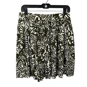 Kate Spade Green & White Orchid Coreen Havana Pleated Cotton Mini Skirt Womens 6